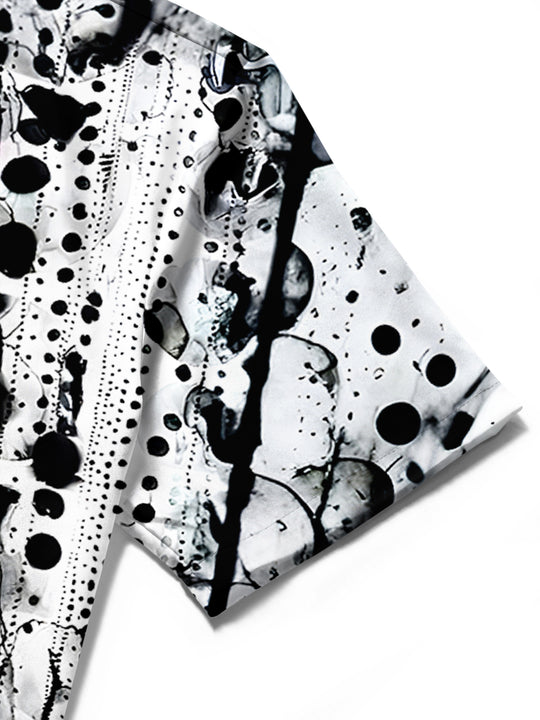 Men's abstract tie dye short sleeve shirt close-up detail