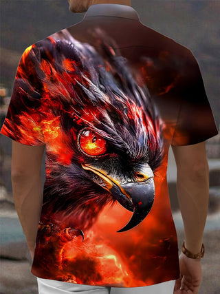 Men's eagle print short sleeve shirt back view