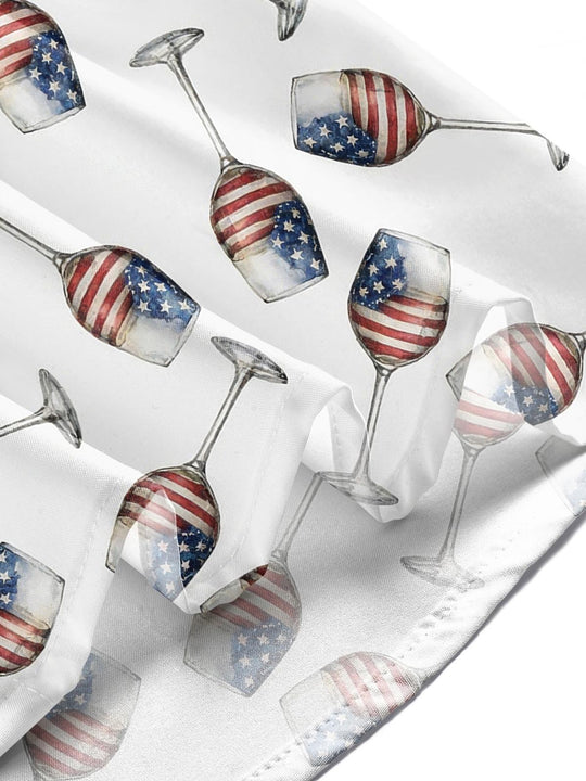 Men American flag print short sleeve shirt lifestyle outdoor Independence Day