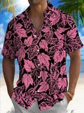 Leaf Print Men's Pocket Short Sleeve Shirts