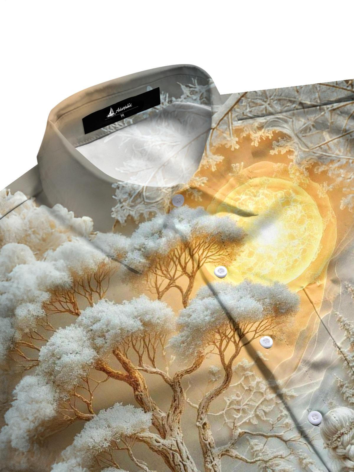 Winter Landscape Art Print Men's Pocket Short Sleeve Shirts