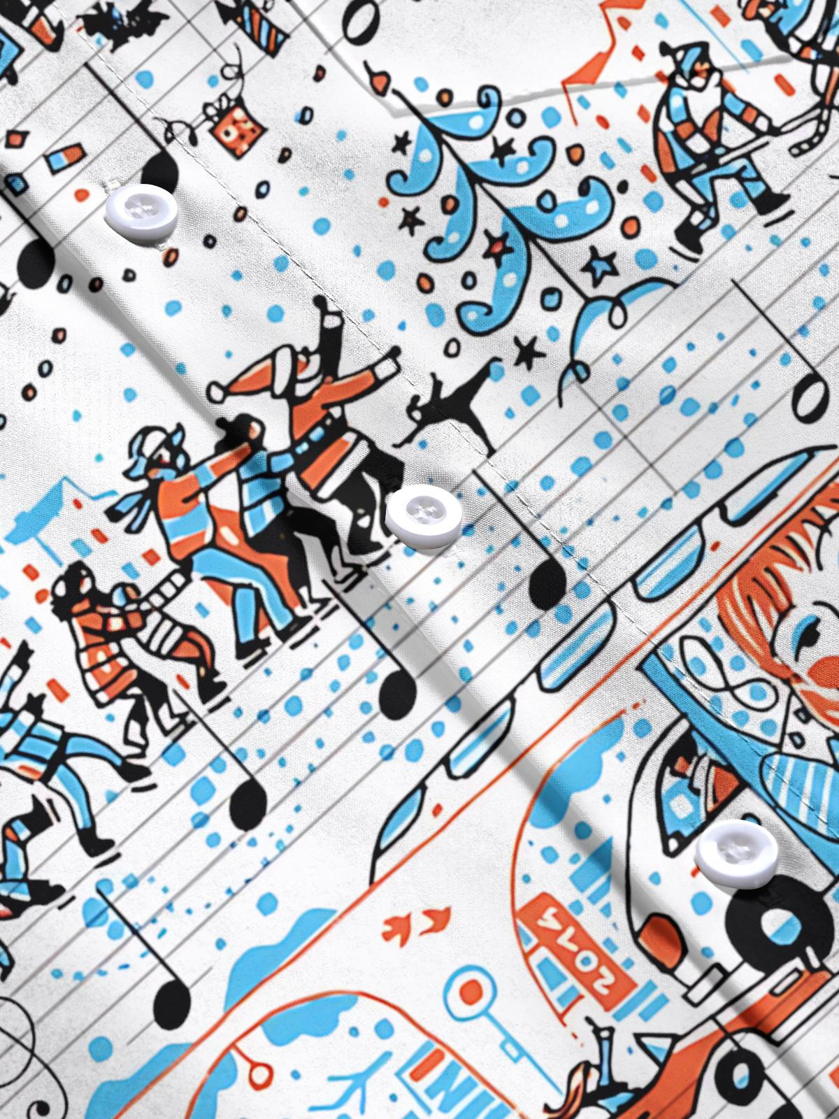 Christmas Note Fun Art Print Men's Pocket Long Sleeve Shirts