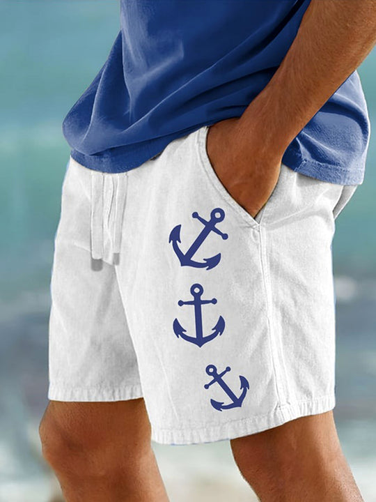 Men's Hawaiian print casual shorts front view for tropical beach vacation