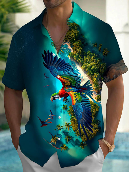 men's Hawaiian shirt front view tropical beach vacation