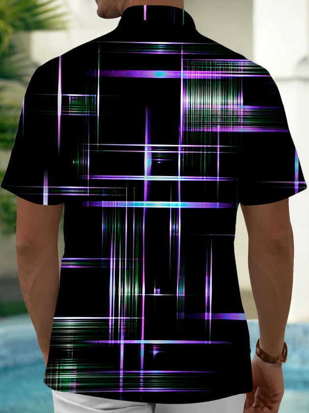 Men's geometric pocket short sleeve shirt back view