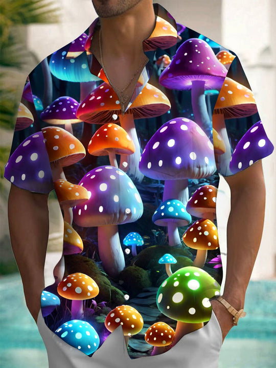 men's mushroom print shirt front view