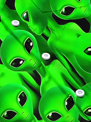 Men's alien print pocket short sleeve shirt flat lay