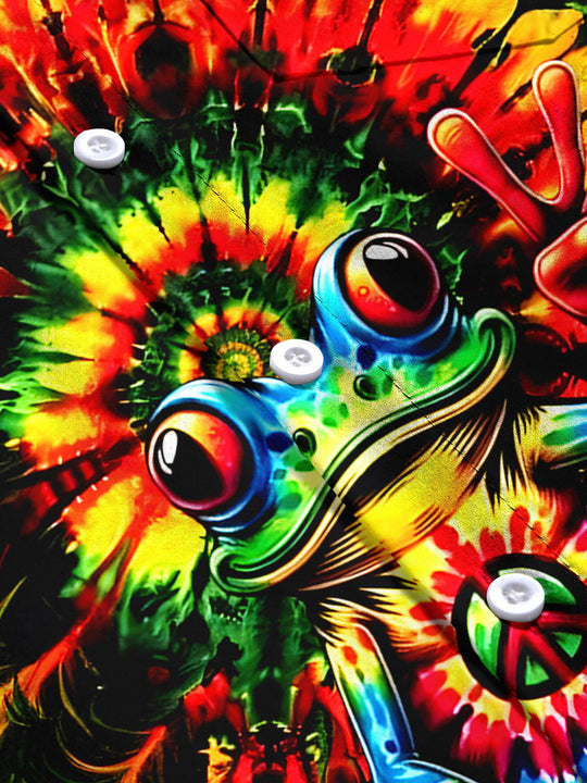 men's tie dye short sleeve flat lay shirt