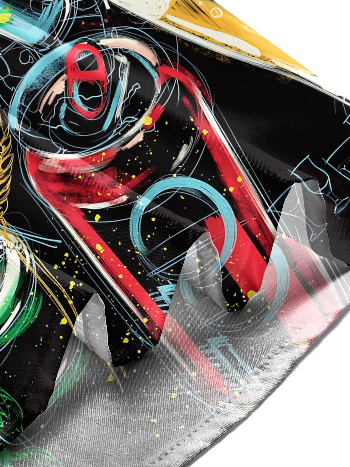 Beer Print Men's Pocket Short Sleeve Shirts