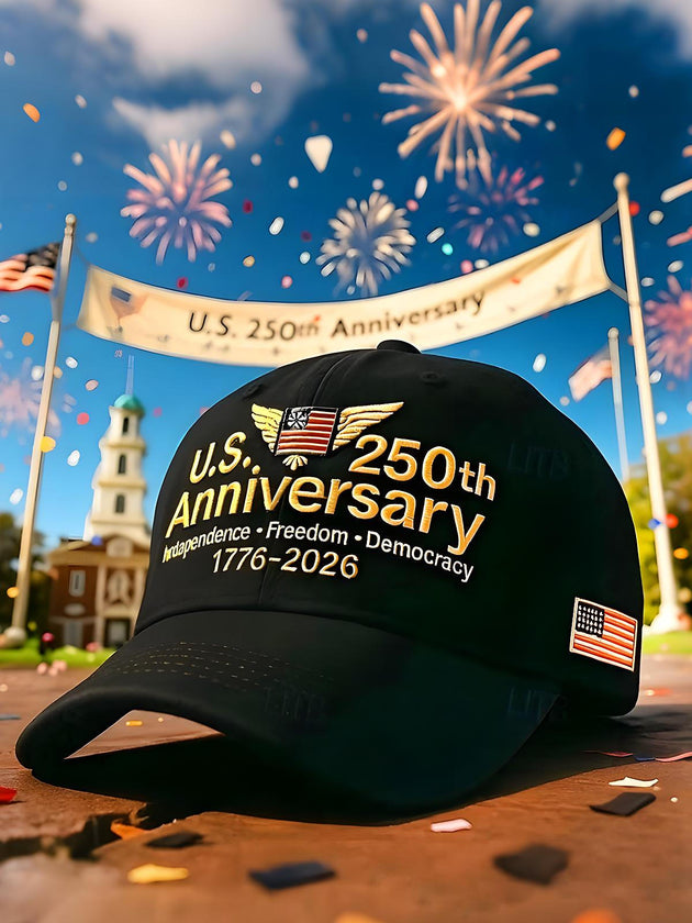 Men's American flag print baseball cap front view for Independence Day celebration