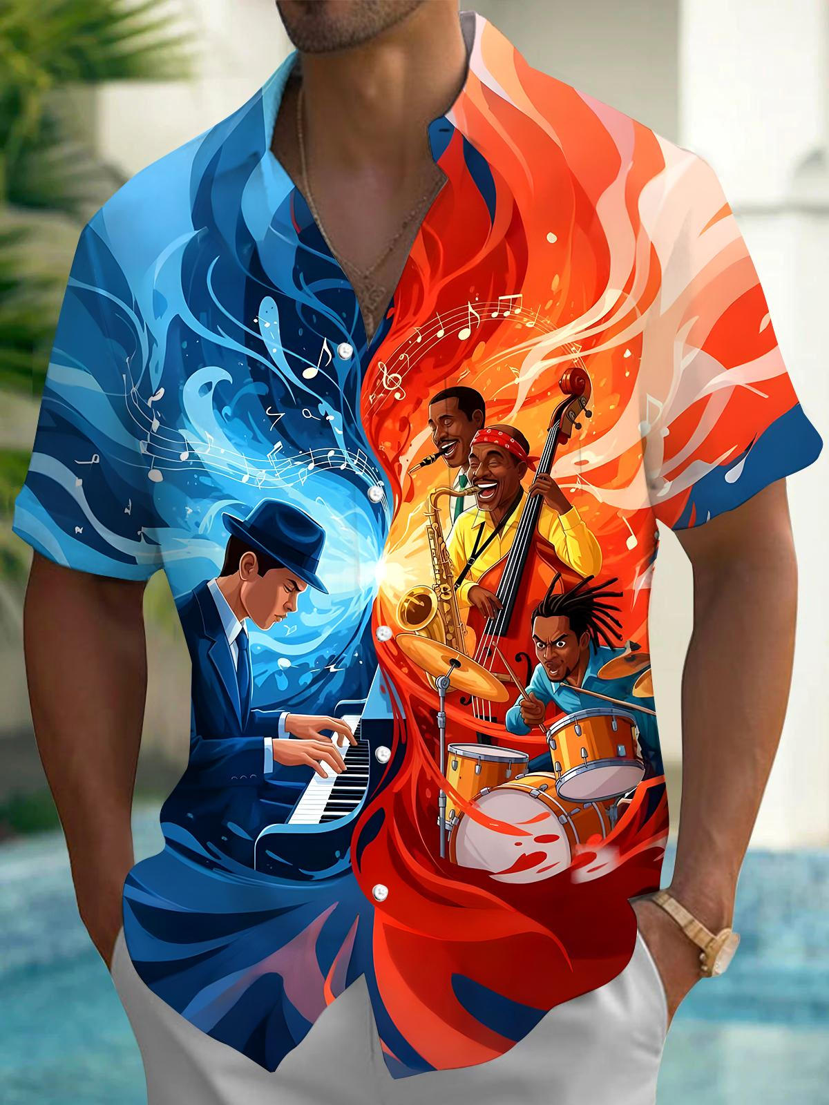 Music Men's Pocket Short Sleeve Shirts