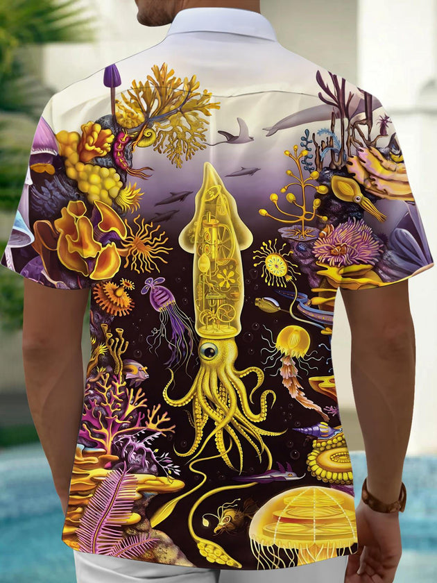 men's artistic design shirt back view