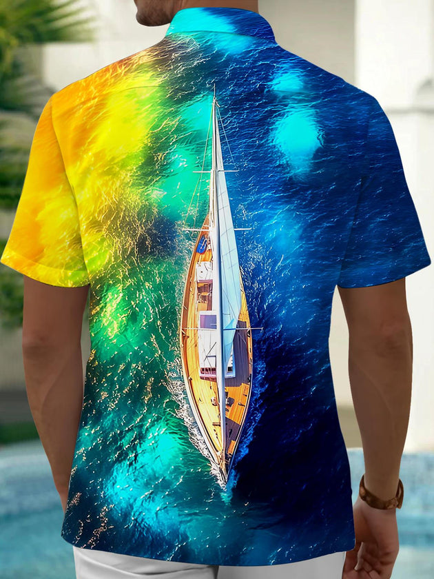men's aloha shirt back view