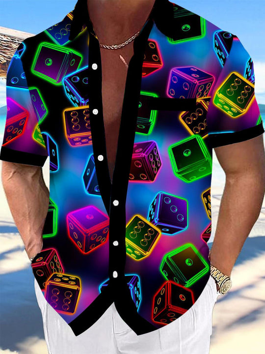 Men's dice print short sleeve shirt front view