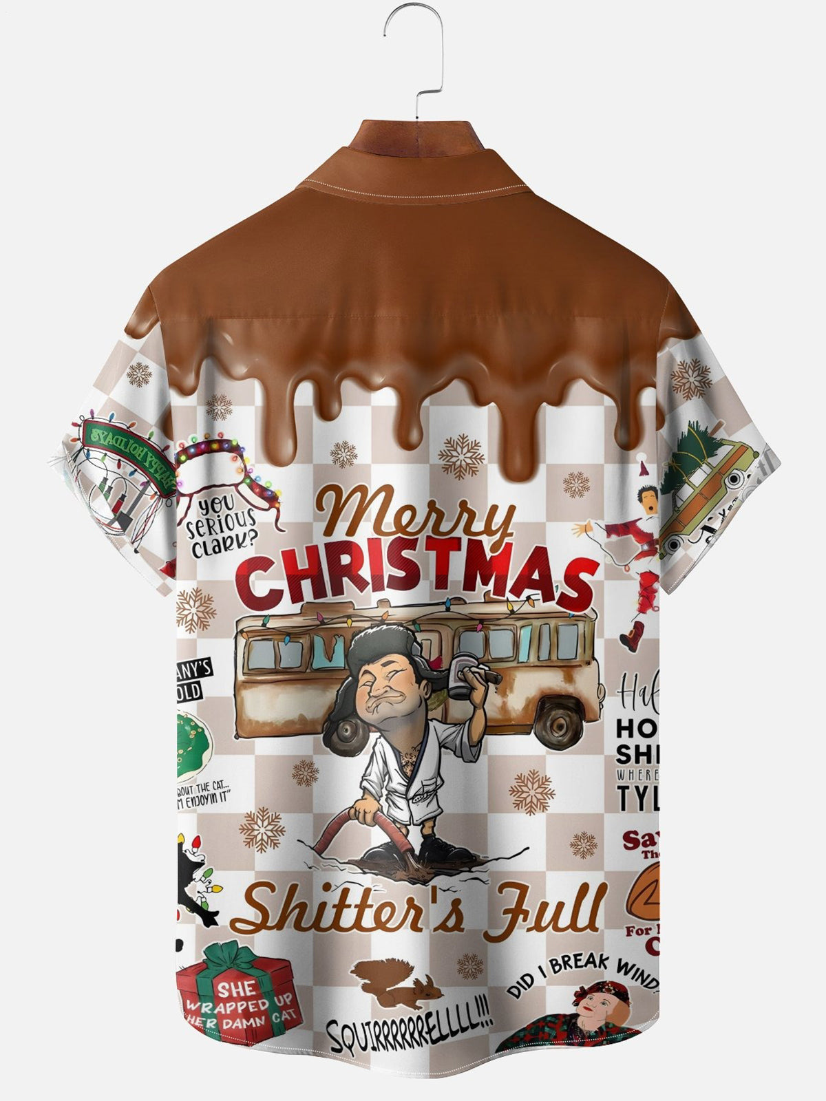 Christmas Print Men's Pocket Short Sleeve Shirts