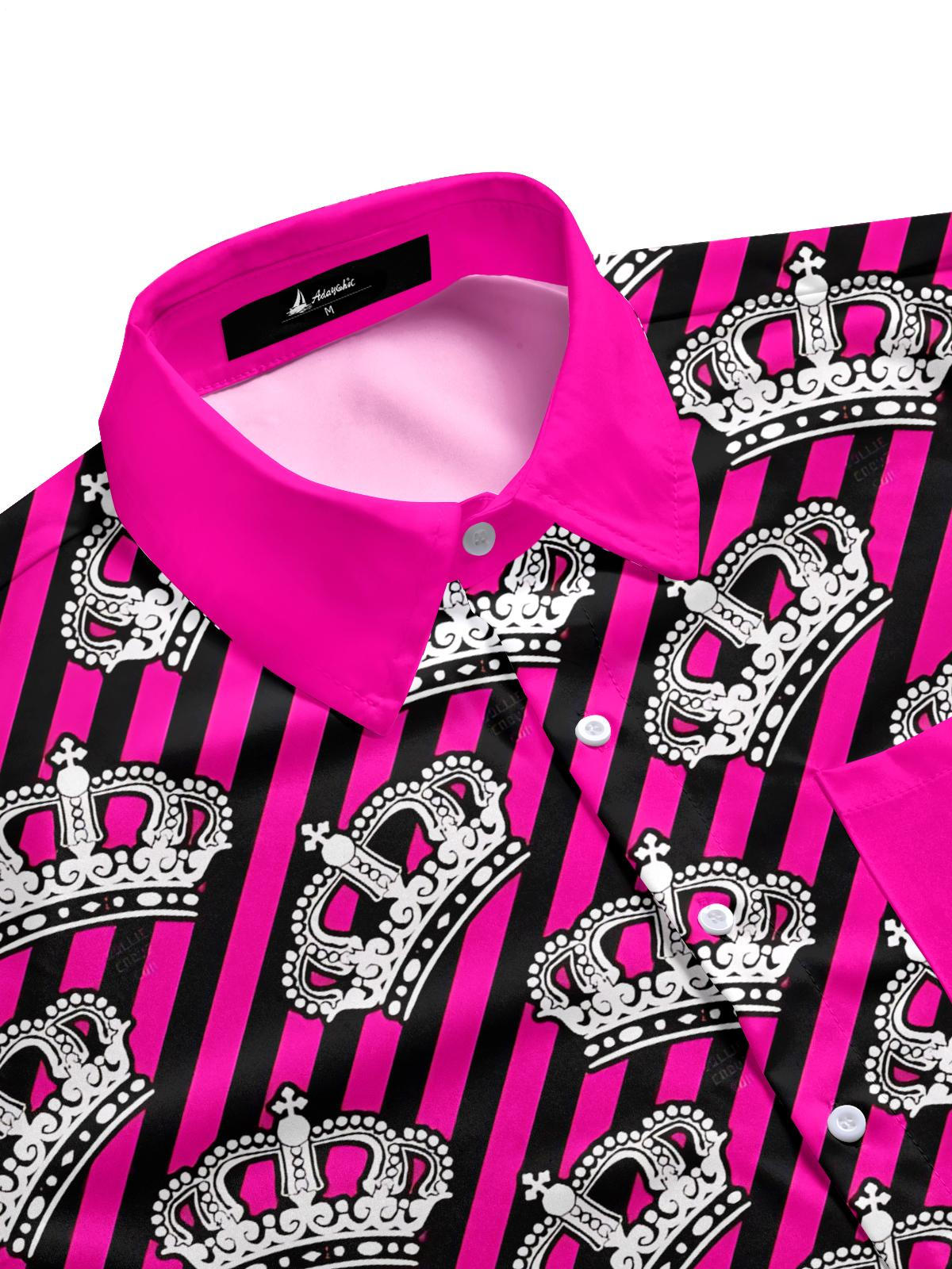 Crown Print Men's Pocket Short Sleeve Shirts