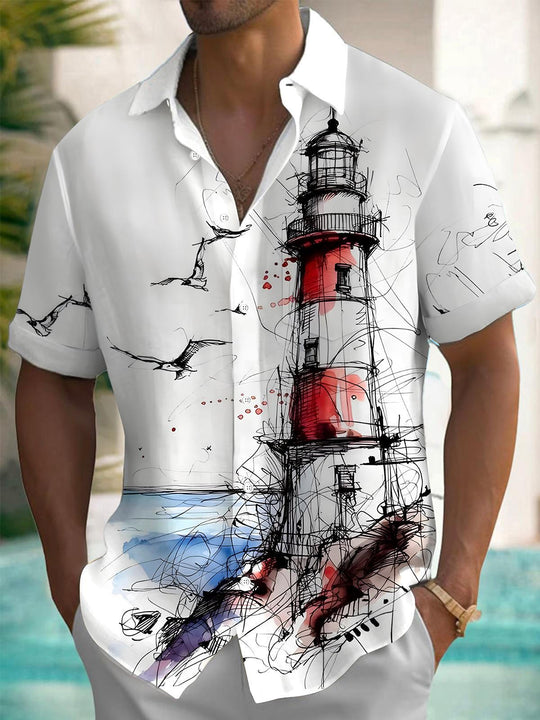 men's art print shirt front view