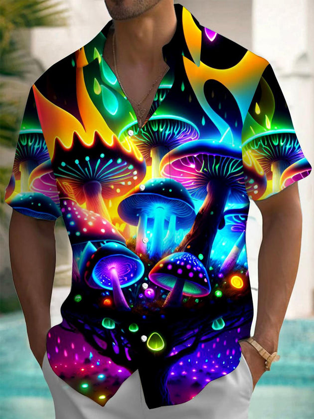 men's mushroom print shirt front view