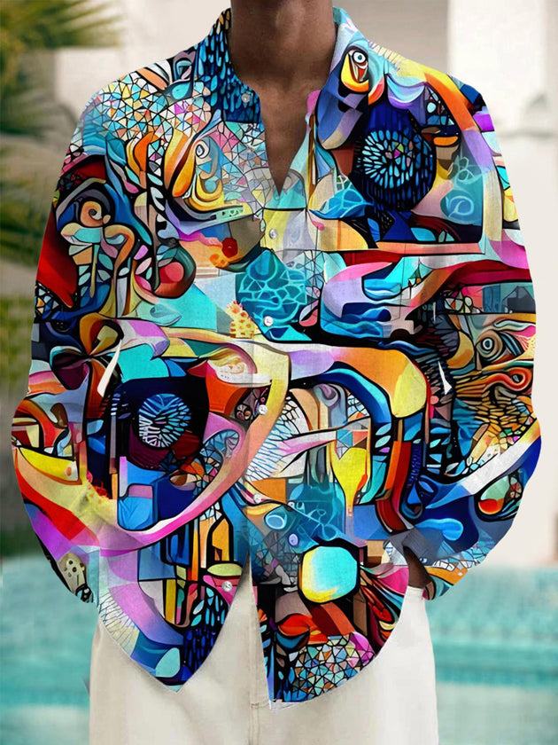 men's abstract print shirt front view
