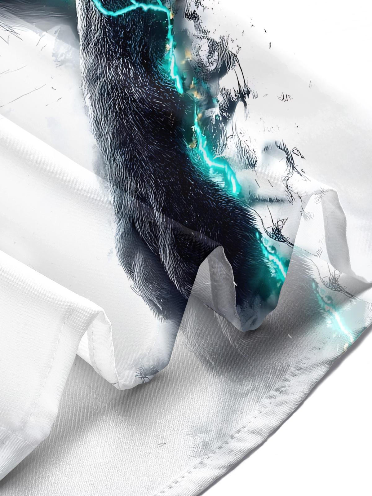 Lion Print Men's Pocket Short Sleeve Shirts