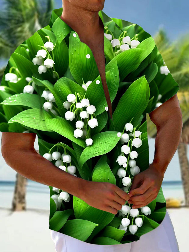 men's floral shirt front view