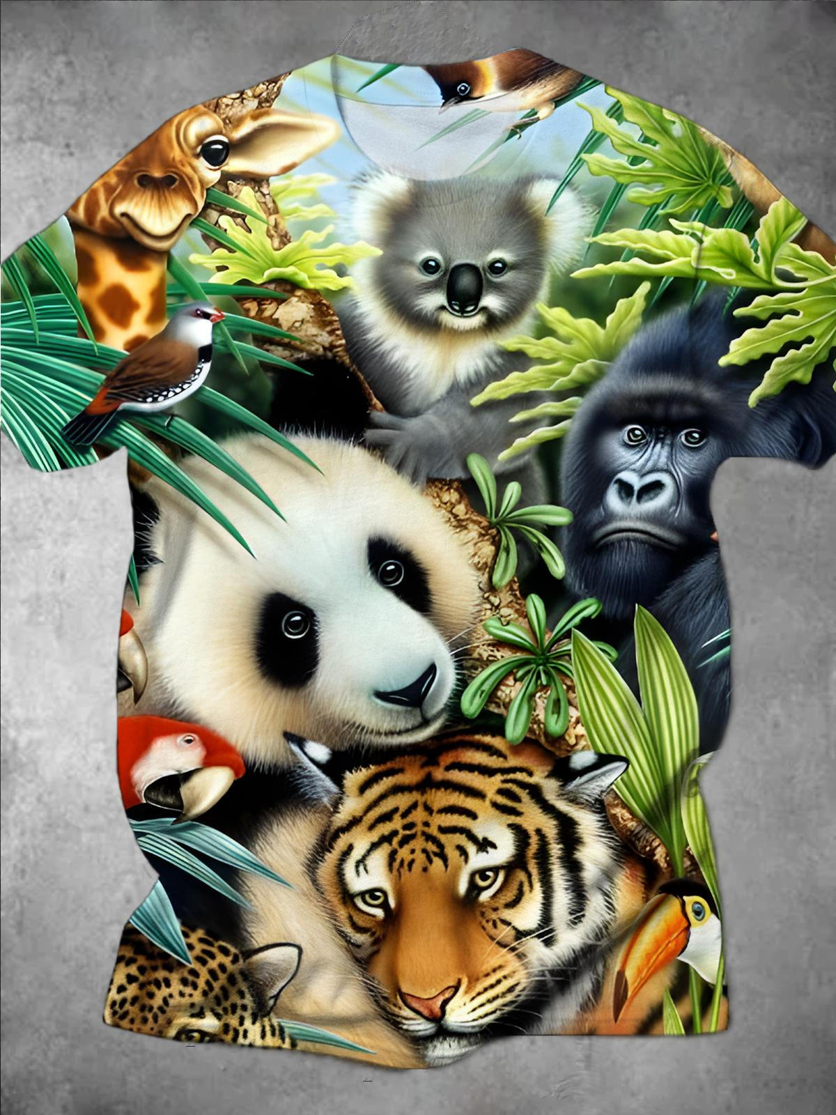 Animal Round Neck Short Sleeve Men's T-shirt