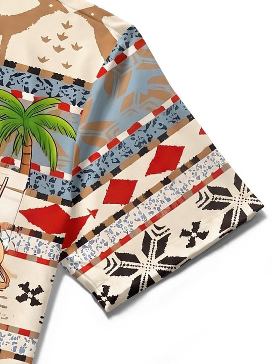 Hawaii Summer Vacation Santa Claus Fair Isle Style Men's Pocket Short Sleeve Shirts