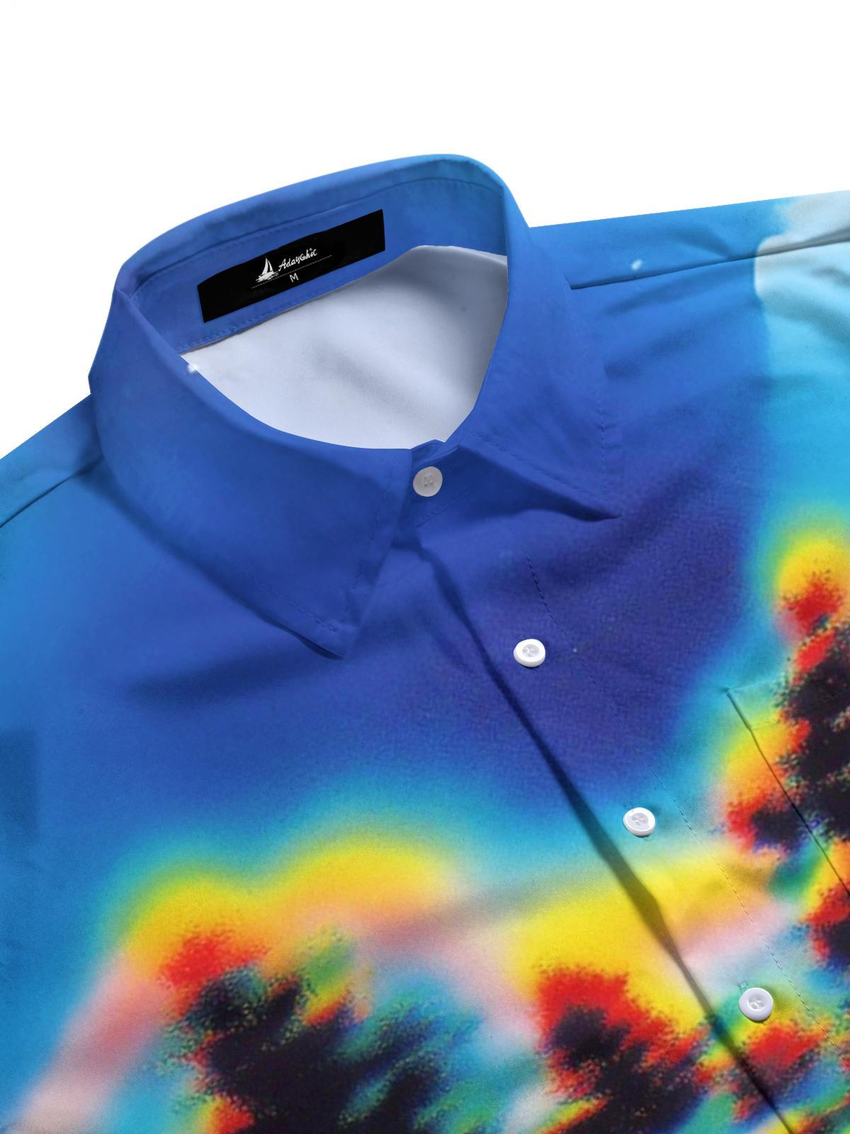 Abstract Tree Art Print Men's Pocket Short Sleeve Shirts