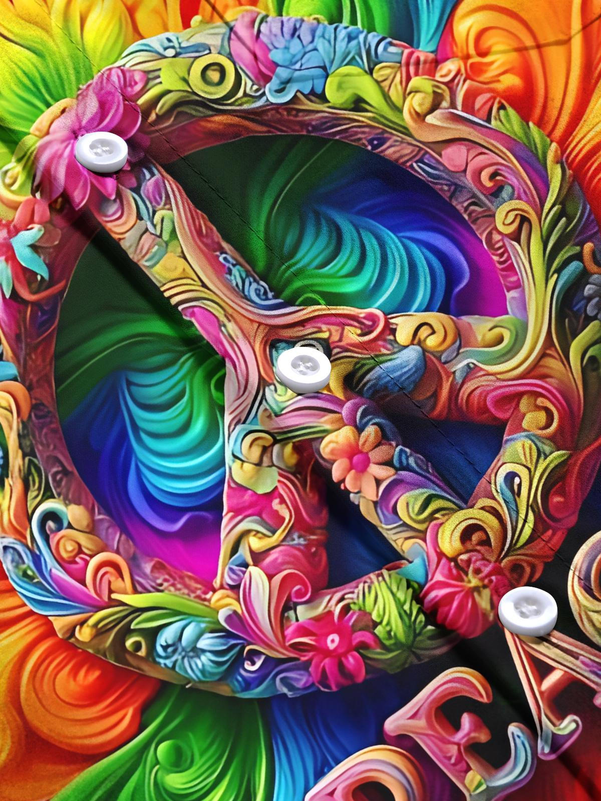 Peace Logo Art Print Men's Pocket Short Sleeve Shirts