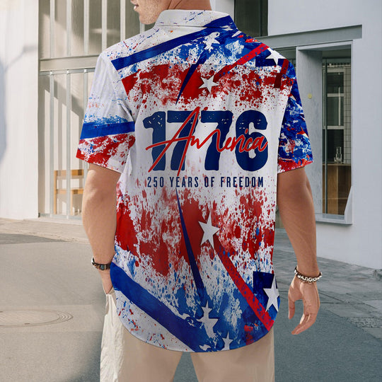 men's red button up shirt Independence Day view 16