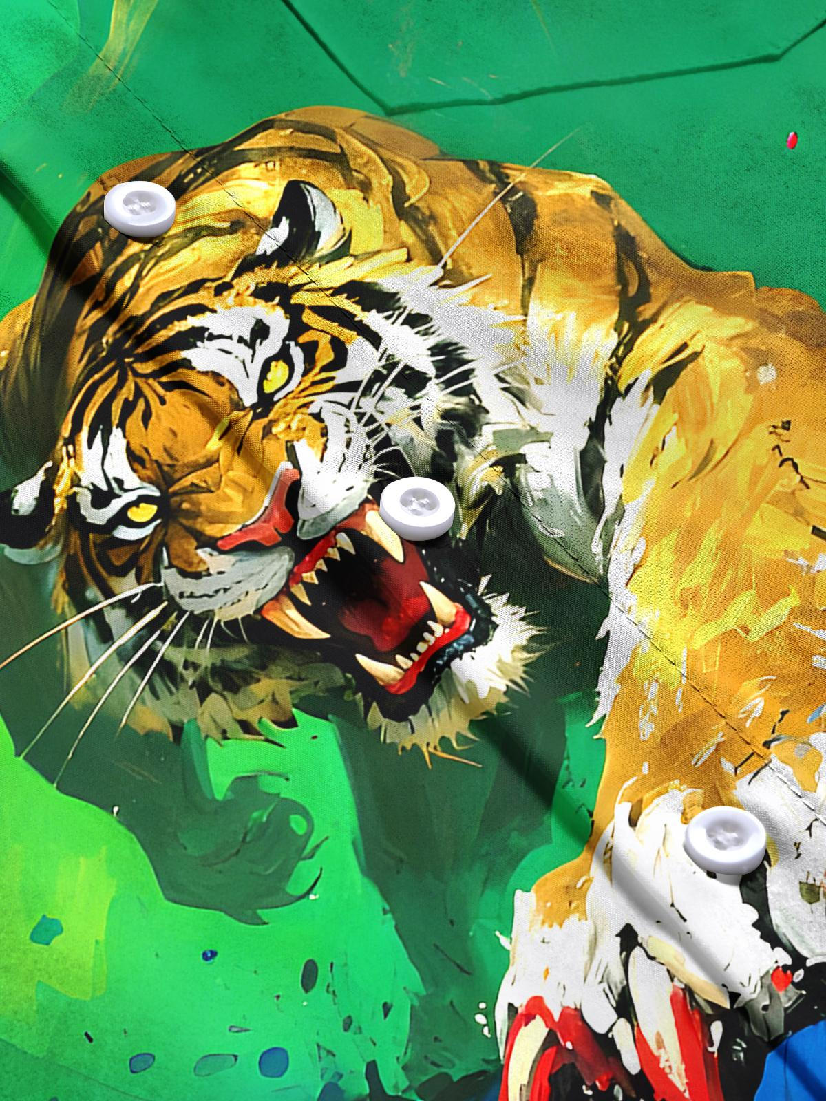 Animal Tiger Men's Pocket Long Sleeve Shirts