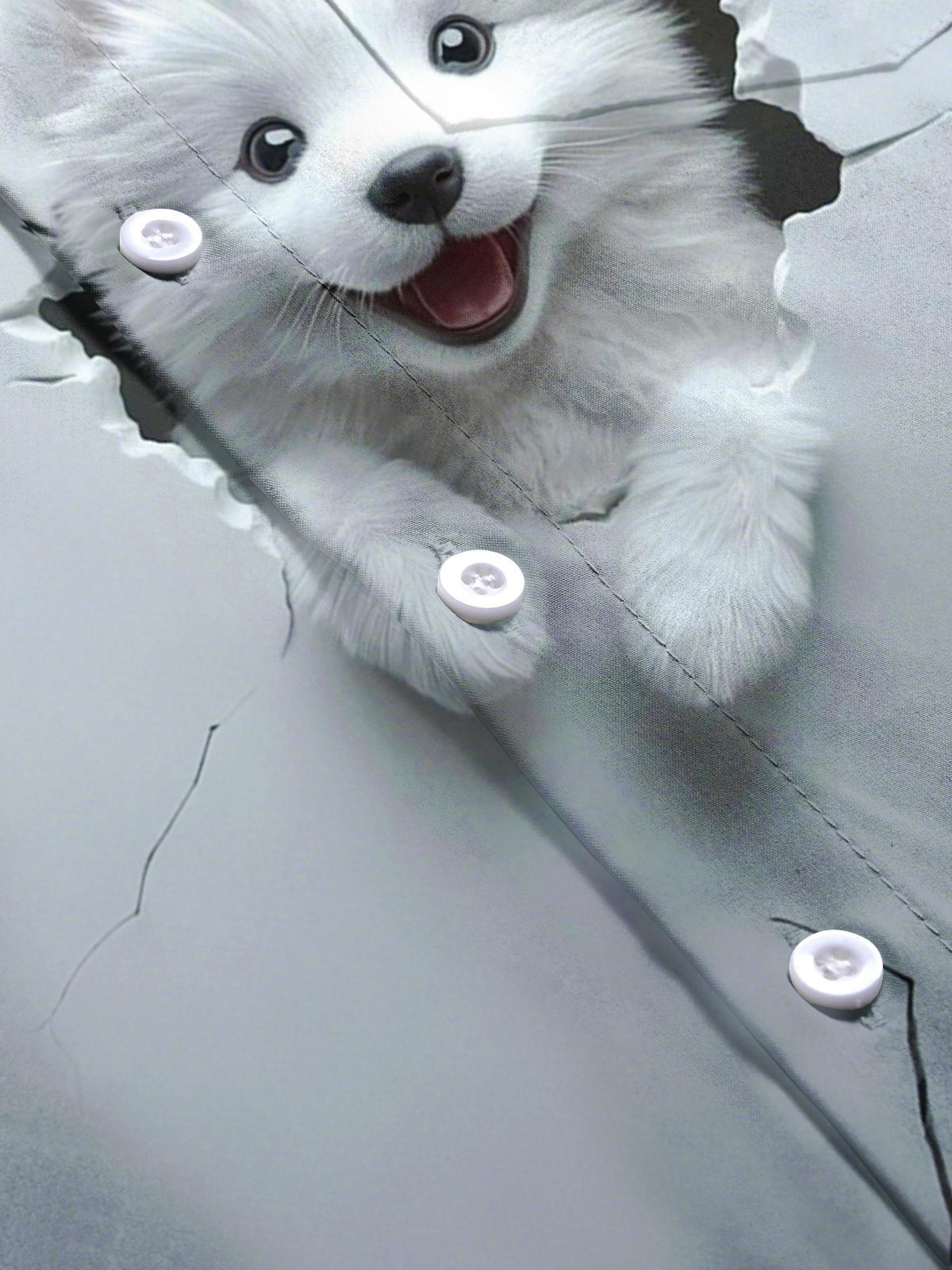 Puppy Print Men's Pocket Short Sleeve Shirts