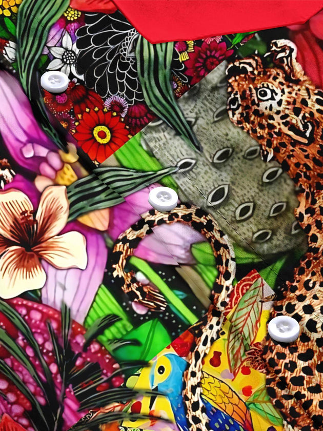 men's animal print short sleeve flat lay shirt