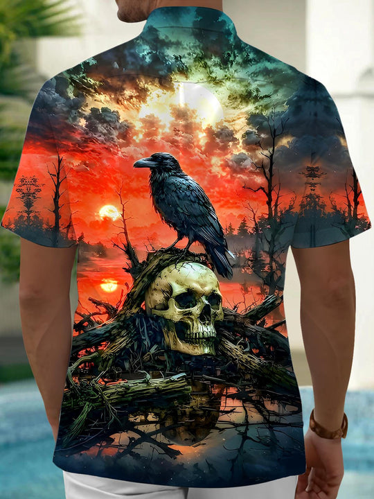 men's skeleton pattern shirt back view