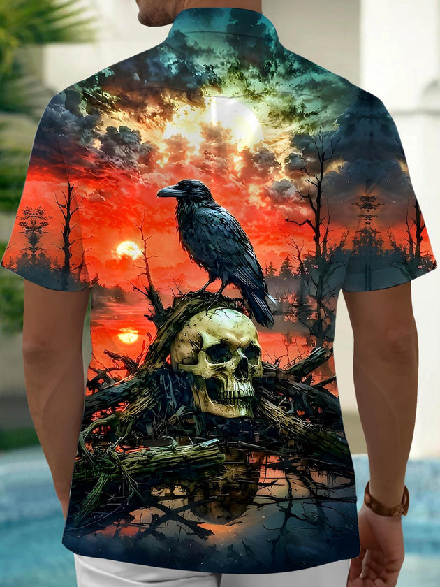 men's skeleton pattern shirt back view