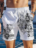Compass Print Men's Shorts With Pocket
