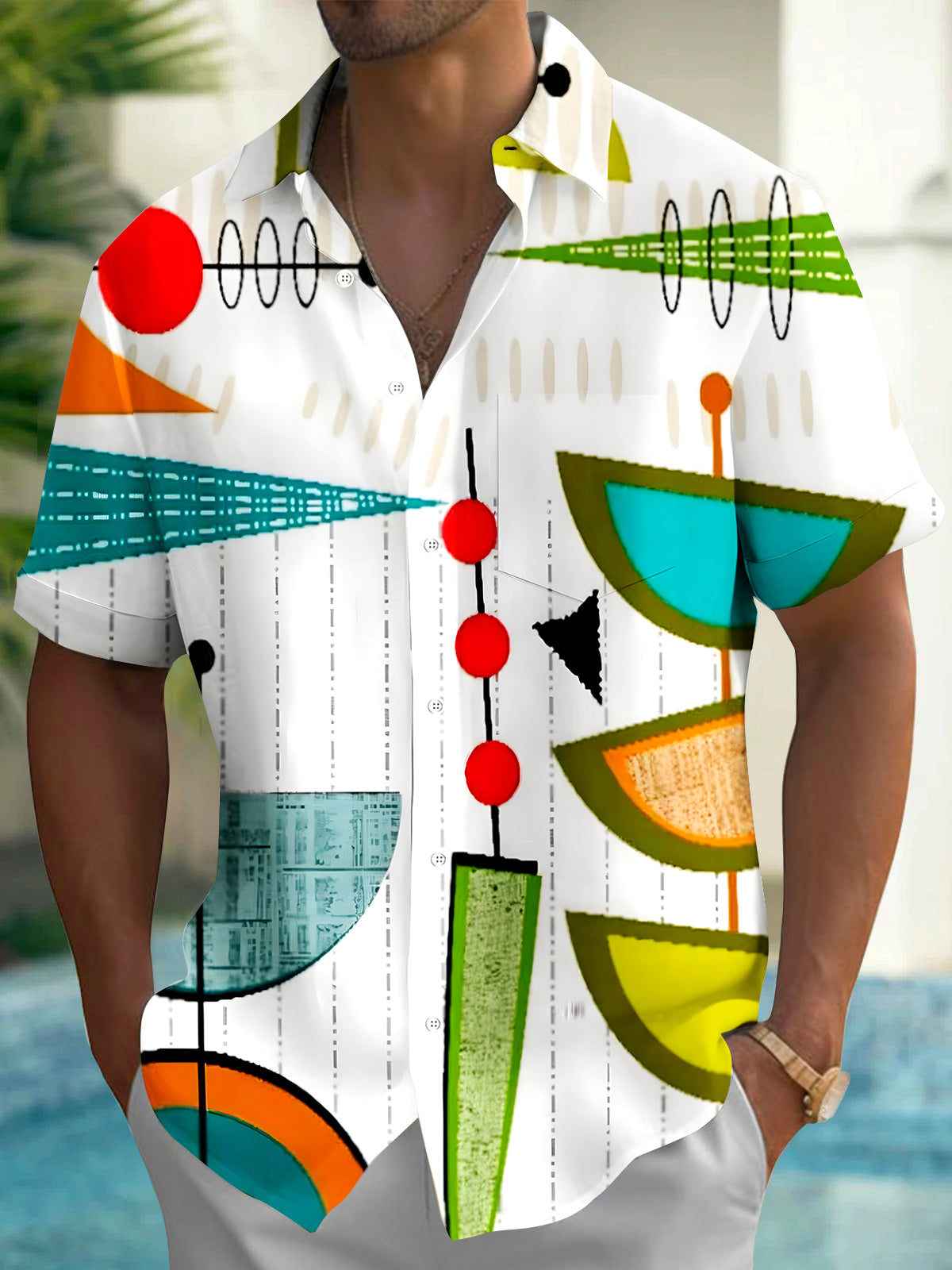 Geometry Men's Pocket Short Sleeve Shirts