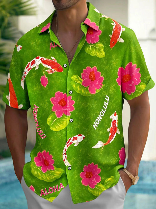 Lotus Perch Men's Pocket Short Sleeve Shirts