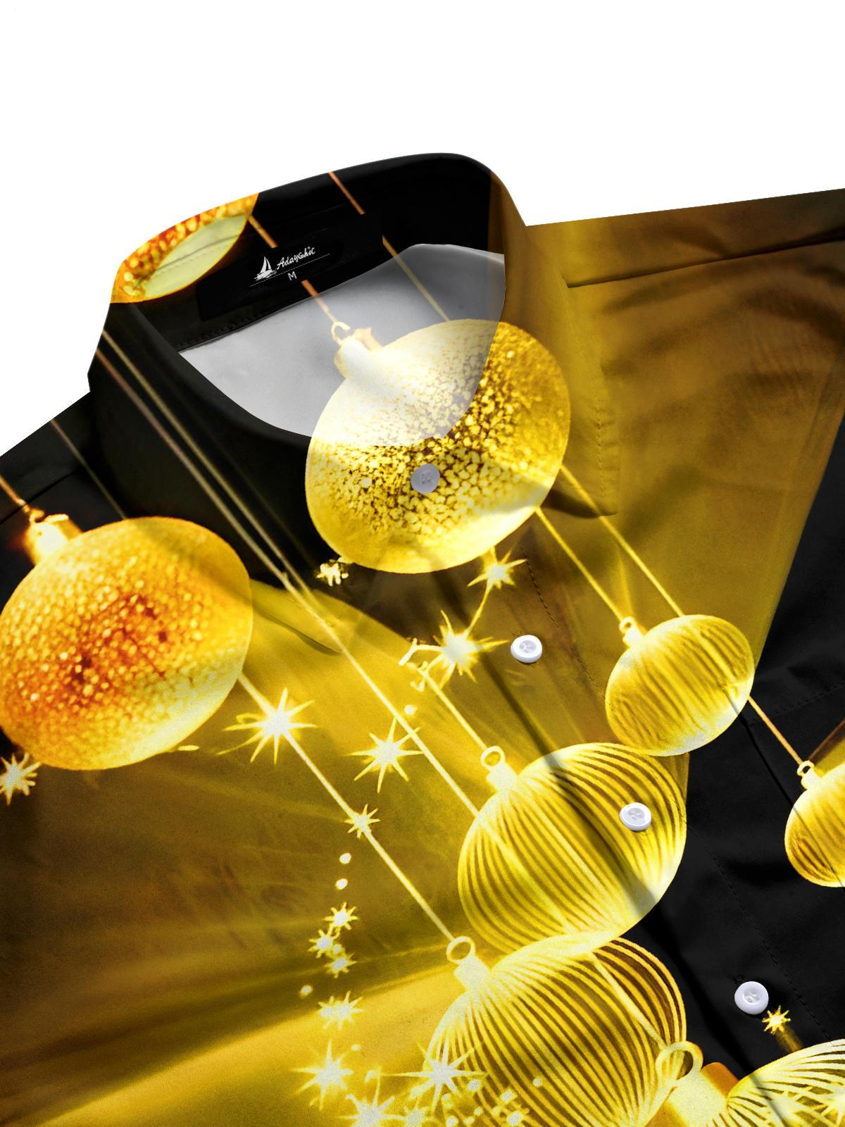 Shiny Golden Disco Ball Men's Pocket Long Sleeve Shirts