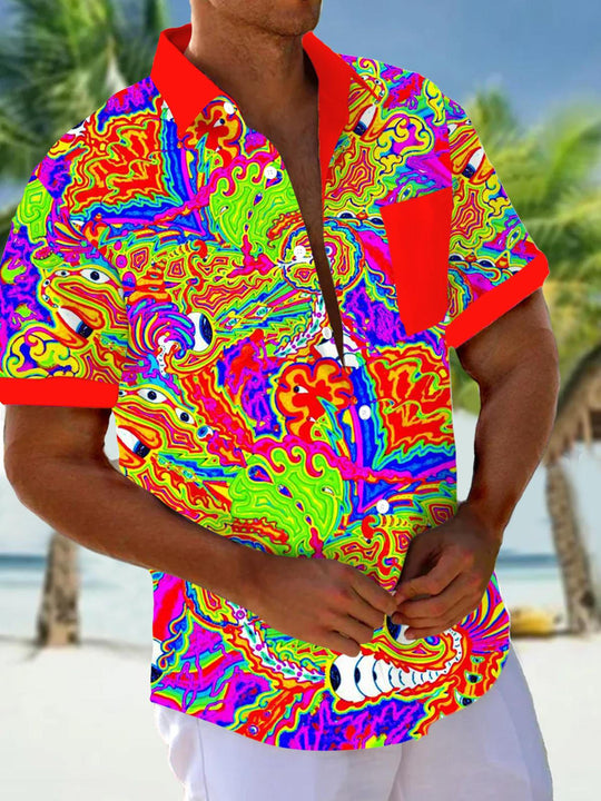 Men's abstract print short sleeve shirt front view