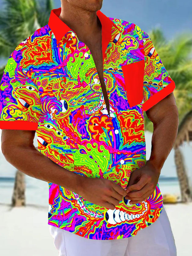 Men's abstract print short sleeve shirt front view
