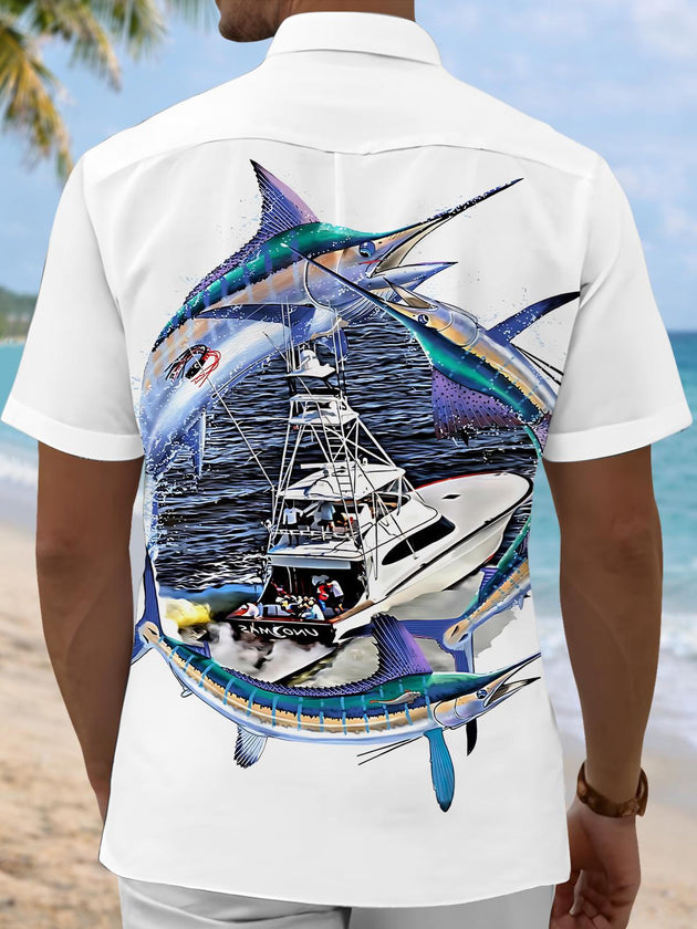 men's nautical print shirt back view