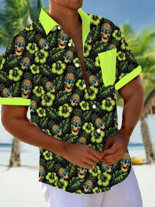 men's Hawaiian shirt front view tropical beach vacation
