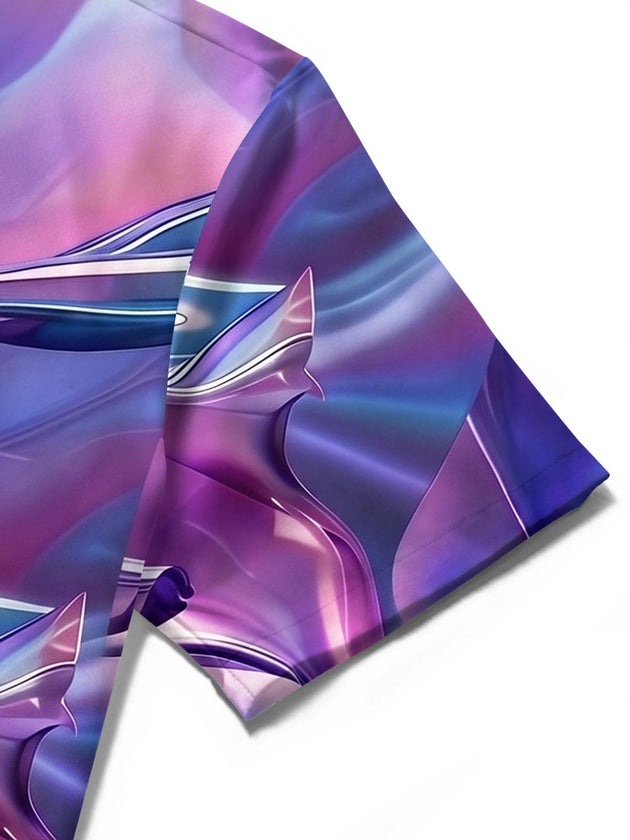 Art Gradient Fluid Abstract Men's Pocket Short Sleeve Shirts