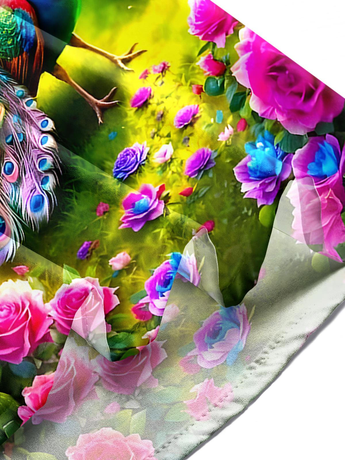 Peacock Floral Men's Pocket Short Sleeve Shirts