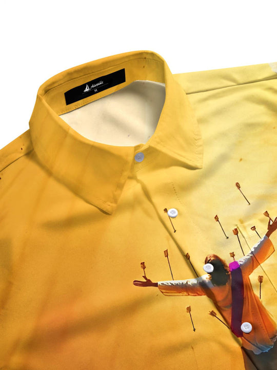 men's printed short sleeve flat lay shirt