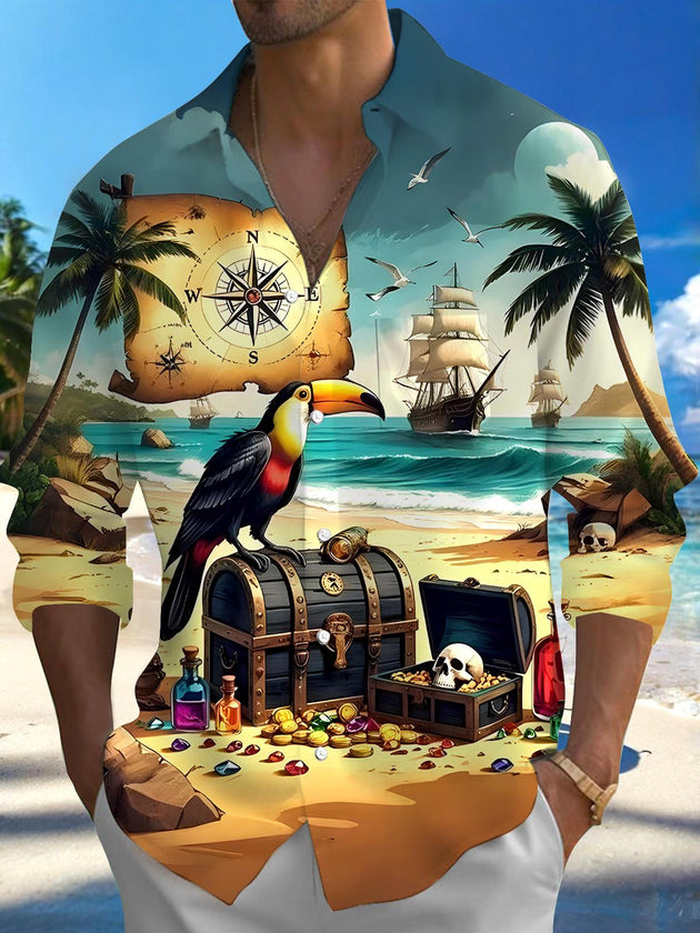 men's Hawaiian shirt front view beach vacation