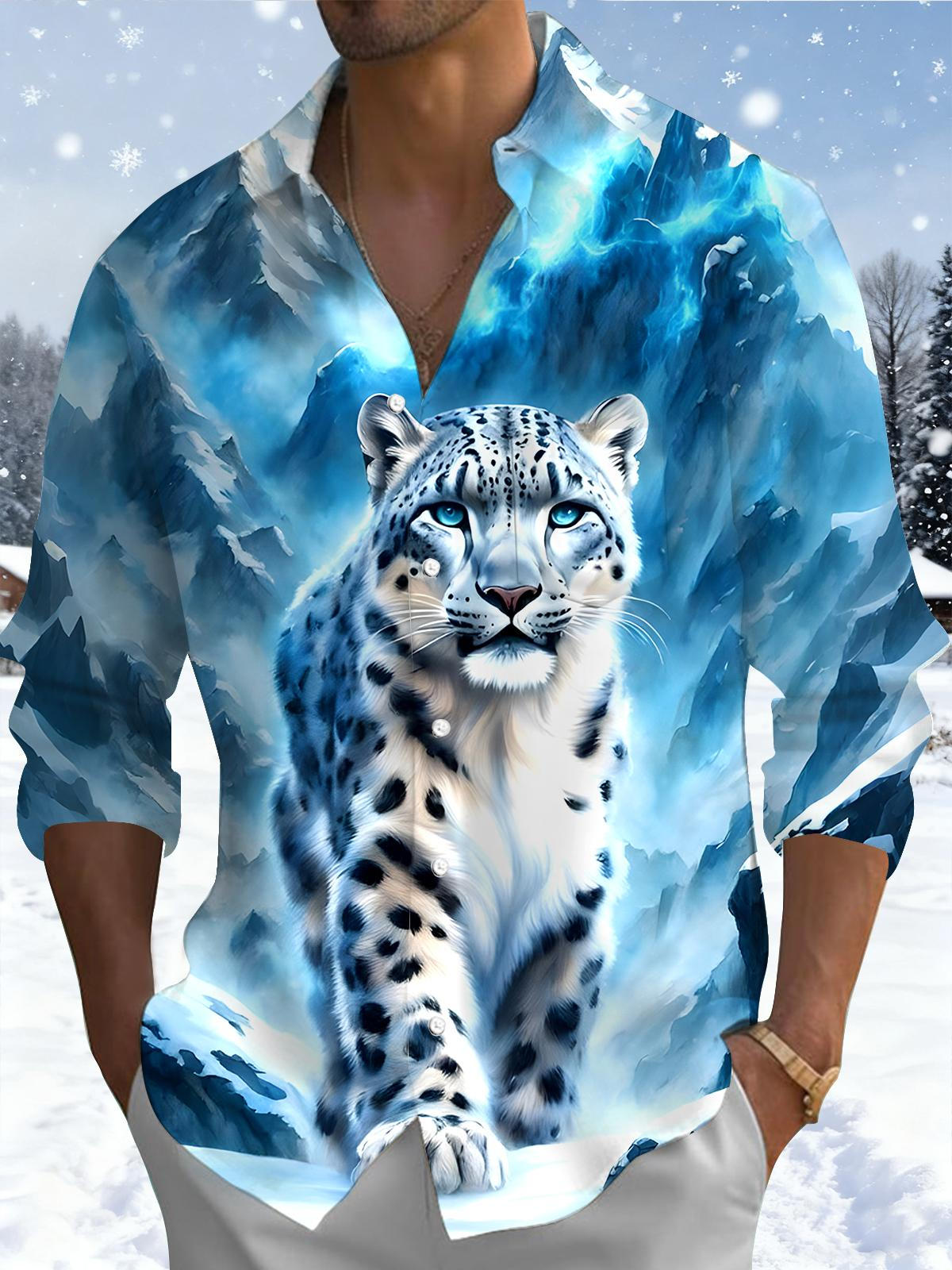 Cheetah Men's Pocket Long Sleeve Shirts