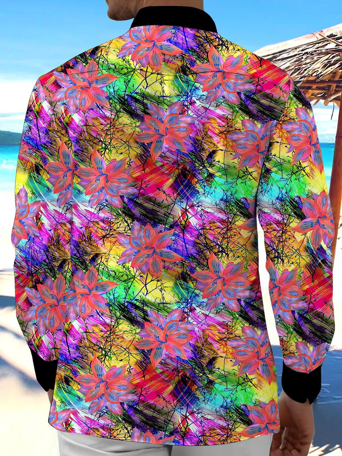 Floral Men's Pocket Long Sleeve Shirts