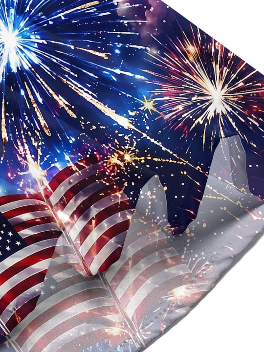 USA Independence Day Fireworks & Flag Men's Pocket Short Sleeve Shirts